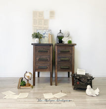 Load image into Gallery viewer, Antique solid wood tall nightstands end tables side tables