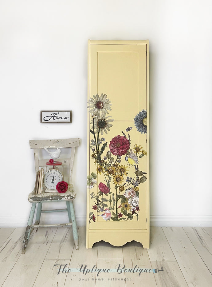 Botanical chic solid wood wardrobe armoire storage cabinet