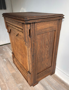 Antique oak side table cabinet storage