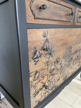 Load image into Gallery viewer, Modern botanical chic solid wood dresser sideboard buffet nursery storage