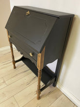 Load image into Gallery viewer, Modern vintage chic solid wood secretary drop down desk entryway table storage