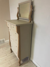 Load image into Gallery viewer, Antique solid wood tall dresser with mirror nursery storage
