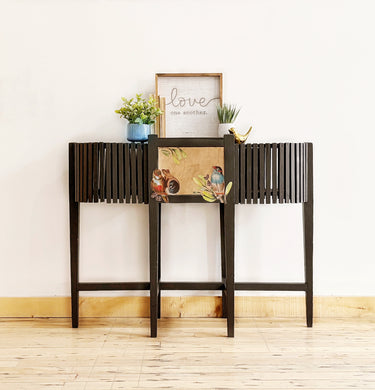 Modern vintage solid wood planter stand storage beverage table