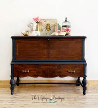 Load image into Gallery viewer, Antique solid wood blanket storage chest sideboard buffet hutch dresser cabinet