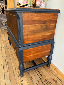 Antique solid wood blanket storage chest sideboard buffet hutch dresser cabinet
