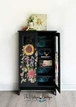 Load image into Gallery viewer, Solid wood botanical chic narrow storage cabinet