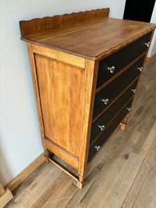 Antique quarter sawn oak tallboy dresser nursery storage