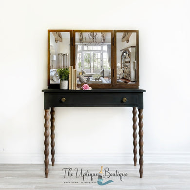 Antique solid wood vanity desk entryway table storage