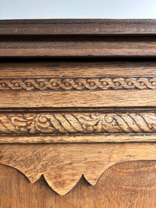 Antique oak side table cabinet storage