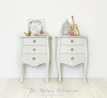 Load image into Gallery viewer, French cottage chic solid wood nightstands side tables end tables storage