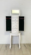 Load image into Gallery viewer, Romantic cottage chic solid wood jewellery chest armoire accessory stand