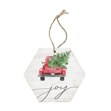Joy: Red Truck Christmas Ornament