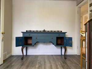 Antique solid wood walnut sideboard buffet cabinet server dresser cabinet