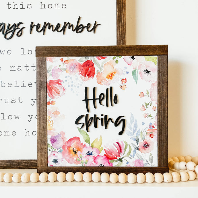 Hello Spring Framed Sign