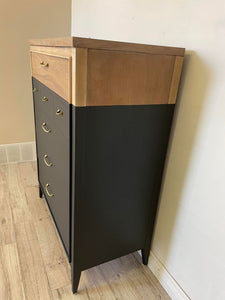 Mid century modern solid wood tall dresser chest of drawers bureau