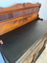 Load image into Gallery viewer, Antique Eastlake solid wood sideboard buffet hutch dresser cabinet