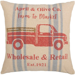 Farmer's Market Delivery Truck Pillow 18x18