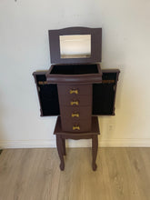Load image into Gallery viewer, Modern metallic chic solid wood jewellery armoire chest stand accessory cabinet