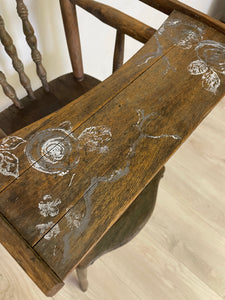 Antique solid oak wooden highchair