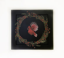Load image into Gallery viewer, Holiday cardinal wreath up cycled sign