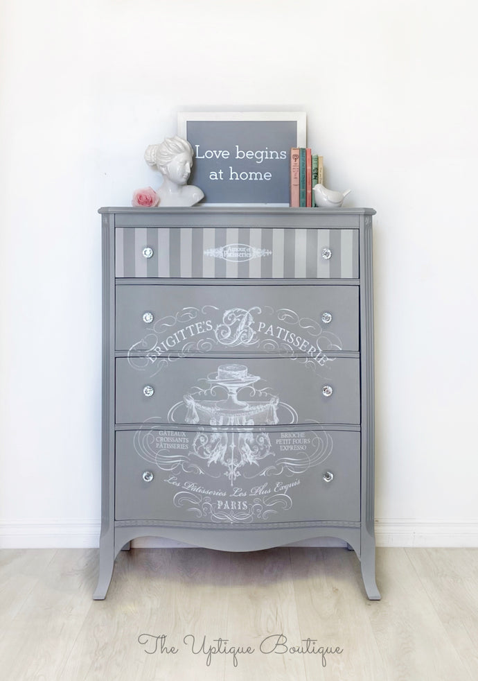 Parisian chic solid wood tallboy dresser chest of drawers