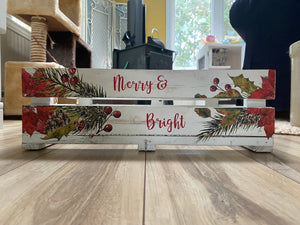 Christmas holiday themed storage bin tray