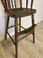 Load image into Gallery viewer, Antique solid oak wooden highchair
