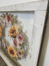 Load image into Gallery viewer, Fall themed wreath antique salvaged window