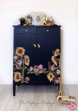 Load image into Gallery viewer, Botanical inspired solid wood tall dresser cabinet