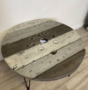 Cottage chic farmhouse spool coffee table