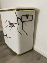 Load image into Gallery viewer, Woodland chic vintage metal laundry hamper storage unit