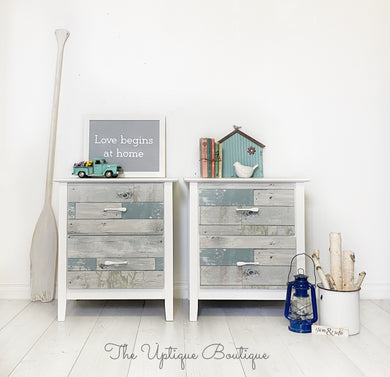 Modern cottage chic pair of nightstands side tables