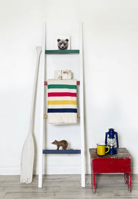 Canadiana themed cottage chic solid wood blanket towel ladder