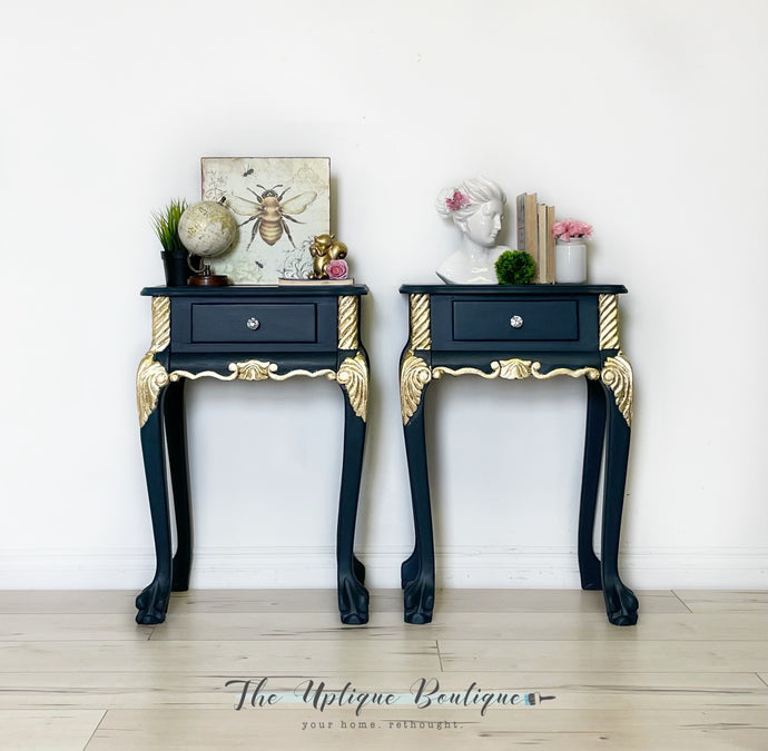 Modern metallic chic solid wood nightstands side tables end tables