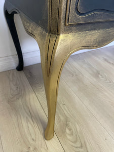 Parisian metallic chic mahogany desk vanity side table