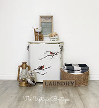 Load image into Gallery viewer, Woodland chic vintage metal laundry hamper storage unit