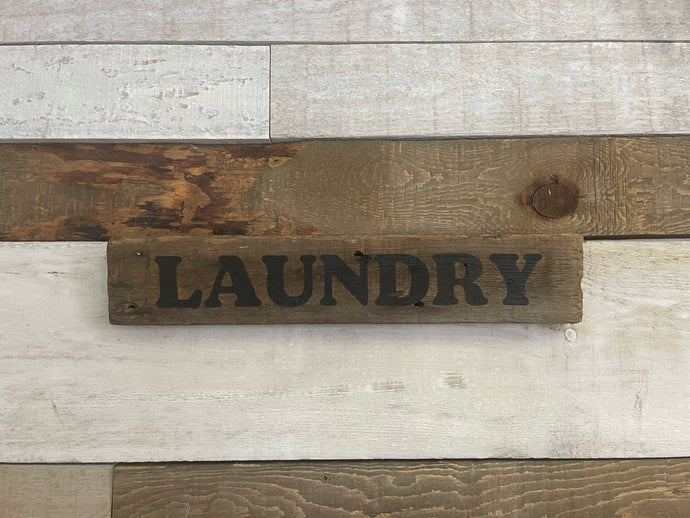 Reclaimed wood 'laundry' sign