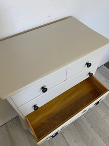 Botanical chic solid maple wooden tallboy dresser chest of drawers bureau