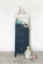 Load image into Gallery viewer, Modern metallic chic solid wood tall dresser lingerie chest armoire