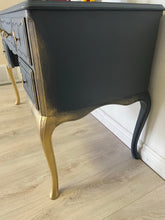 Load image into Gallery viewer, Parisian metallic chic mahogany desk vanity side table