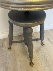 Antique Parisian inspired solid wood piano stool
