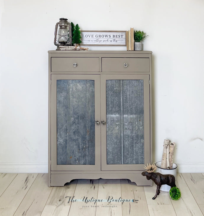 Rustic cottage chic solid wood cabinet storage unit