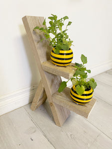 Bee themed wooden plant stand