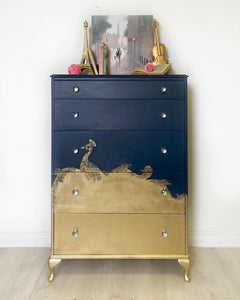 Modern metallic chic solid wood tallboy dresser chest of drawers