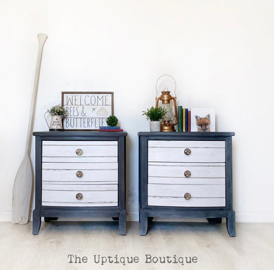 Modern cottage chic solid wood nightstands side tables