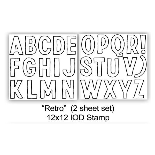 Retro Stamp IODS 12 x 12 2 sheets