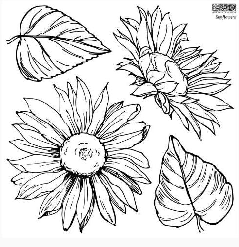 Sunflower IOD Stamp 12 x 12 2 sheets