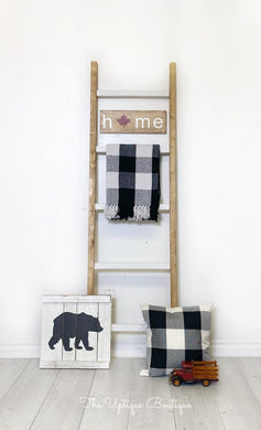 Farmhouse chic solid wood towel blanket ladder