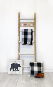 Farmhouse chic solid wood towel blanket ladder